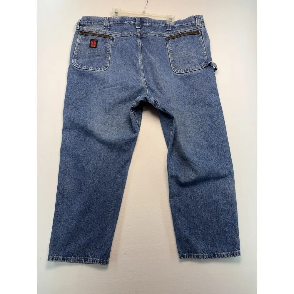 Wrangler Riggs Workwear Jeans Mens 50X30 Blue Denim Relaxed Carpenter Streetwear